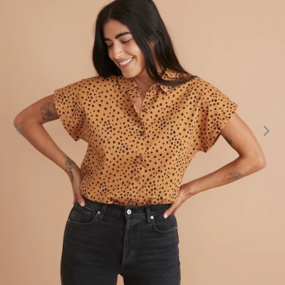Marine Layer Dana Shirt Cheetah Print Abstract